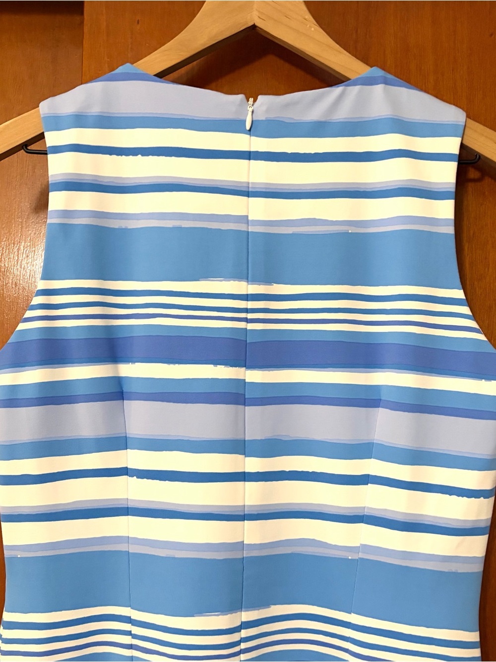 J. McLaughlin Sleeveless Sophia Dress Catalina Cloth Blue Stripe Print Sheath - Picture 5 of 10
